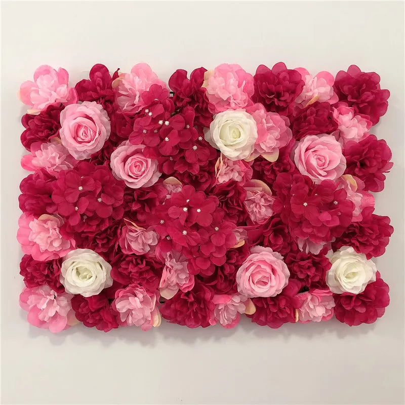 mur végétal rose